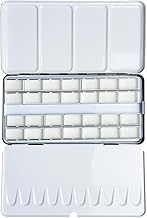 Fclub Empty Watercolor Tins Palette Paint Case - Large Watercolor Palette Box Metal Tin with 28 Full Pans