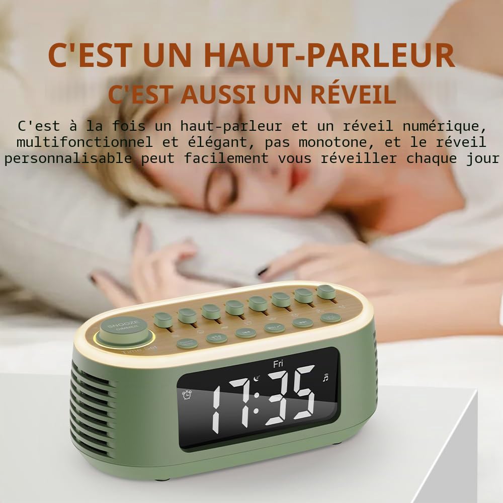 Haut-parleur Bluetooth White Noise Machine - Réveil Numérique - Minuterie de Sommeil avec Affichage LED - Veilleuse RVB - Machine à Sommeil Naturel Apaisant pour Bébé, Enfants, Adultes, Chambre à