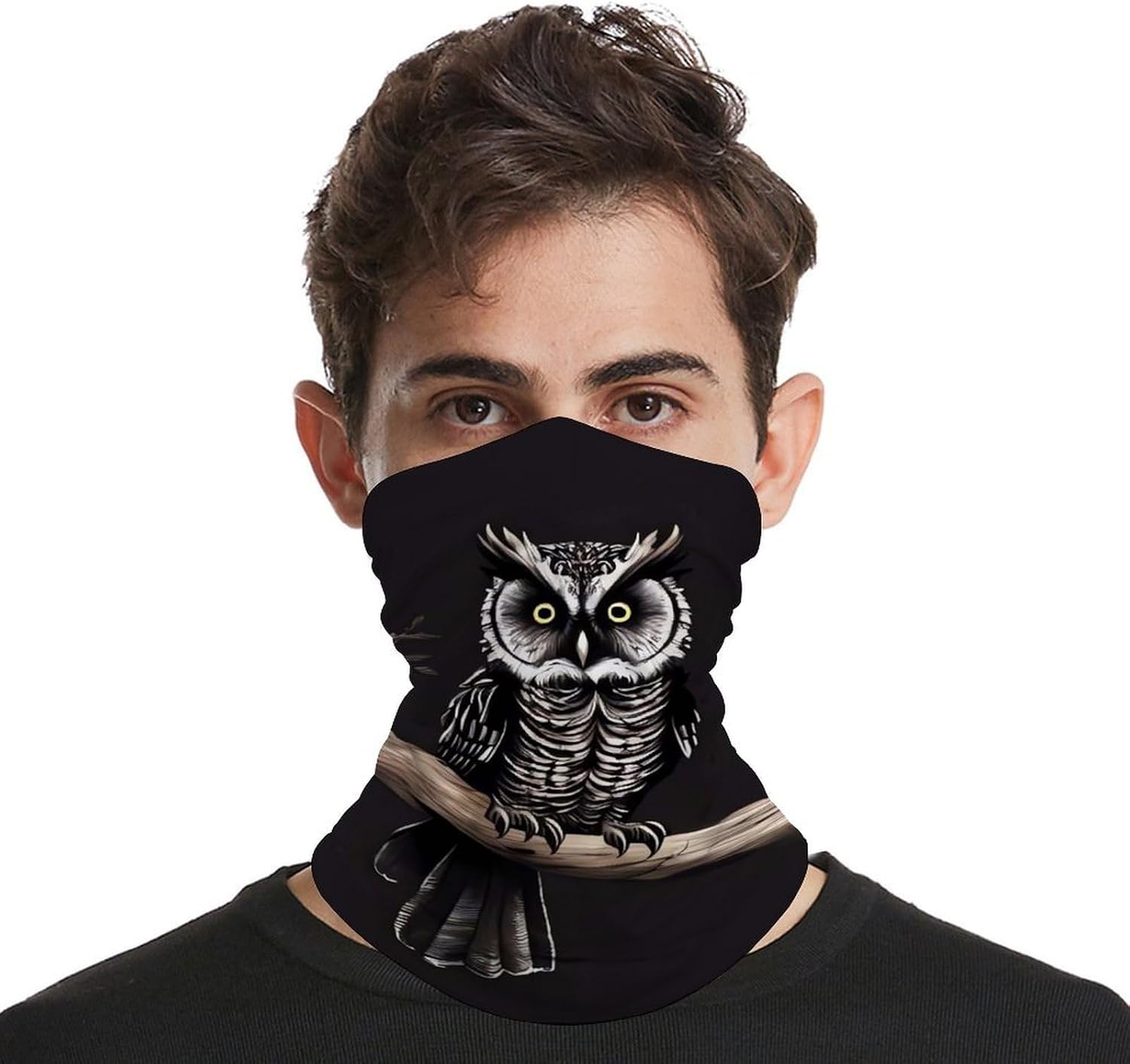 Late Night Owl Neck Gaiter UV Protection Polyester Face Gaiter Breathable Quick Dry Head Wrap Multifunctional Stretchy Seamless Bandana for Outdoor Cycling Hiking Skiing Running