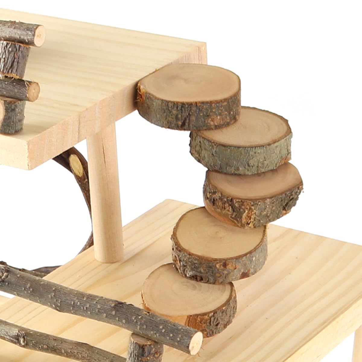 Alnicov Wooden Hamster Cage Platform Climbing Playground with Bridge Natural Habitat Climbing System for Dwarf Hamsters Syrian Hamsters and Gerbils - Image 2