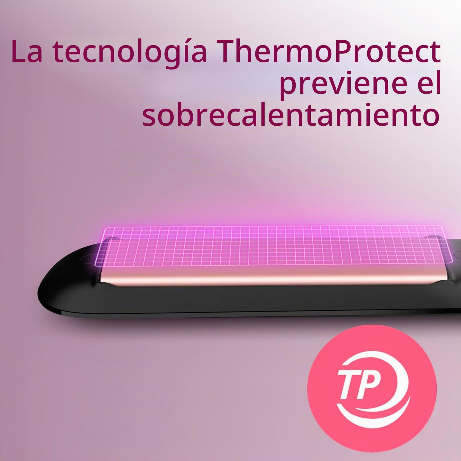 Philips Plancha de pelo serie 3000 con Tecnología ThermoProtect, Iones, Placas Ceramicas de 100mm de Largo con Queratina, BHS378/00, Malva