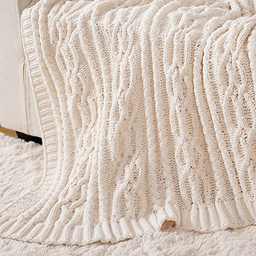 Battilo RQ-0D1N-8W4F Cream White Ivory Throw Blanket For Couch, 51X 67 Inch, Woven Chenille Knit Throw Blanket For Chair, Super Soft Warm Decorative Textured Throw Blanket For Bed thumb #5