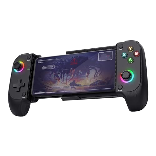 Trust Gaming GXT 735 Mylox Bluetooth Handy Controller für Iphone/Android /PS5 / Xbox, 12 Stunden Spielzeit, Dual-Feedback-Vibration, RGB-Beleuchtung, Handheld Wireless Gamepad, Mobile Gaming, Schwarz