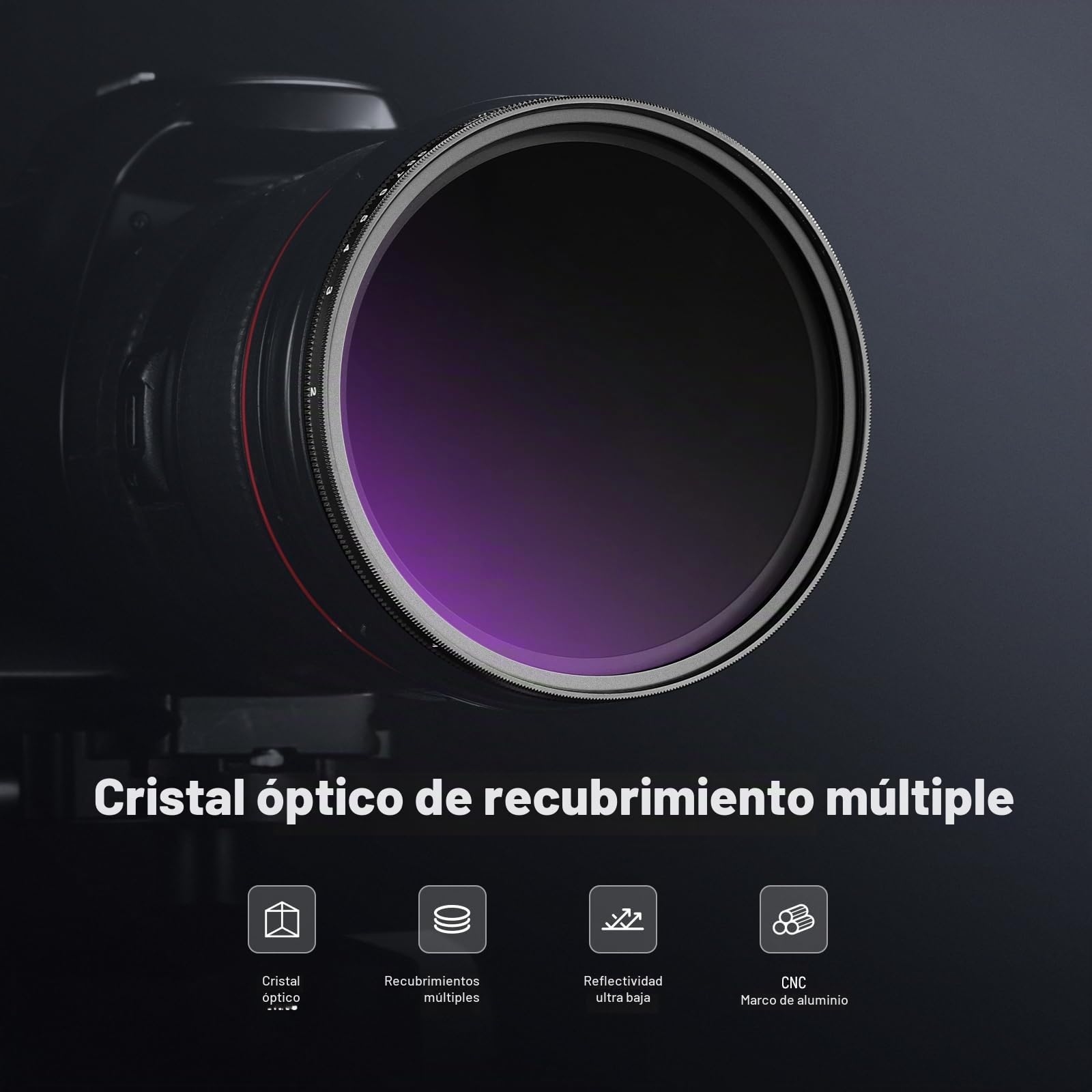 NEEWER 67mm Filtro ND Variable ND2-400 (1-9 Paradas) con Tapa de Lente, Cordón, Paño de Limpieza, Ajuste Preciso de Densidad Neutra, Vidrio Optico Multicapa Resistente a Huellas Dactilares y Rayones
