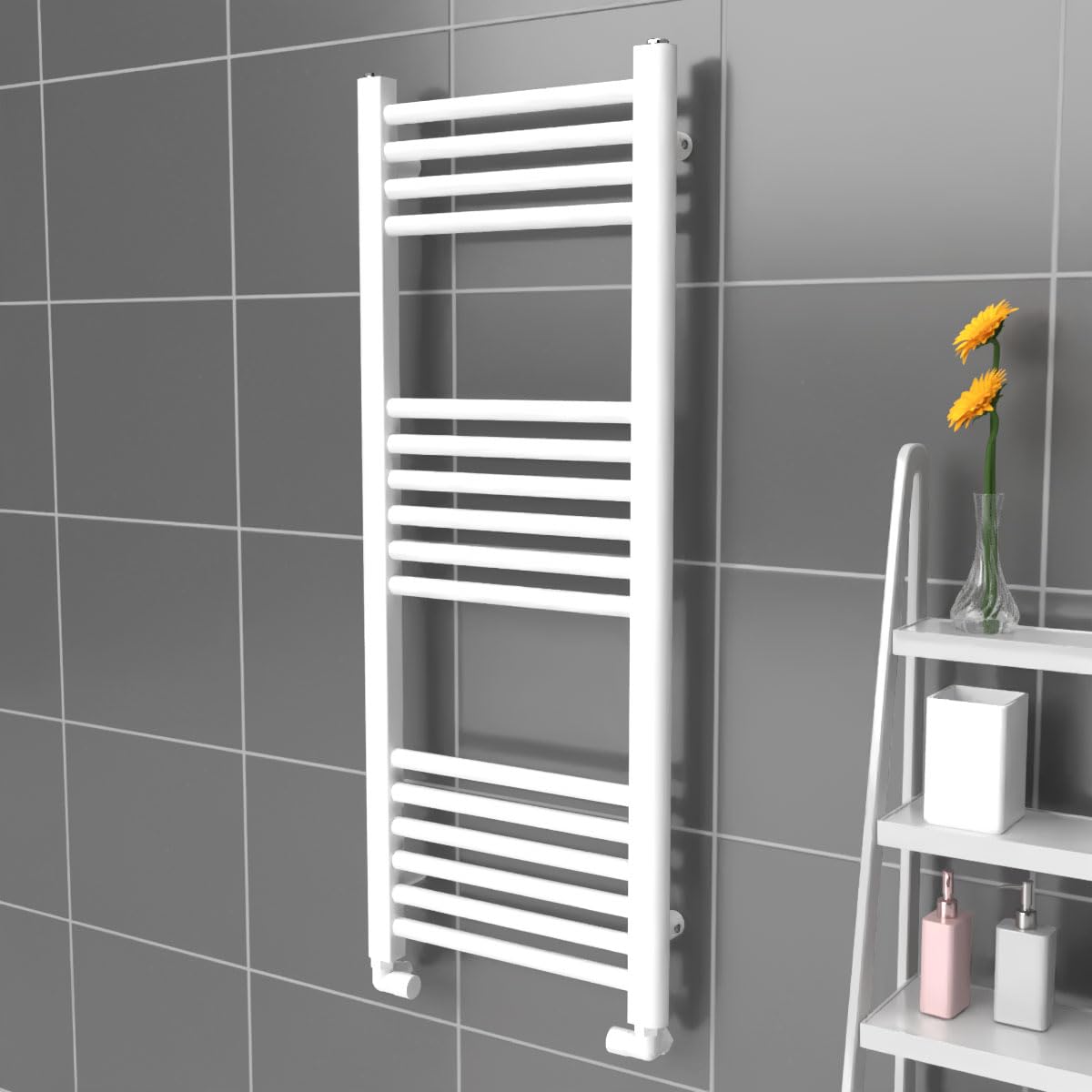 Lux Heat White Ladder Towel Radiator 1000Mm (H) X 400Mm (W)