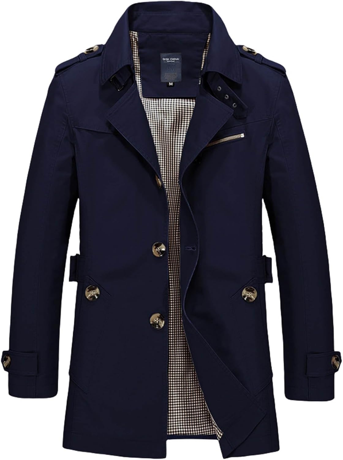 Trench Coat Men Single Breasted Mid-Length Coats Thicken Casual Business Jackets Windproof Winter Warm Outwears