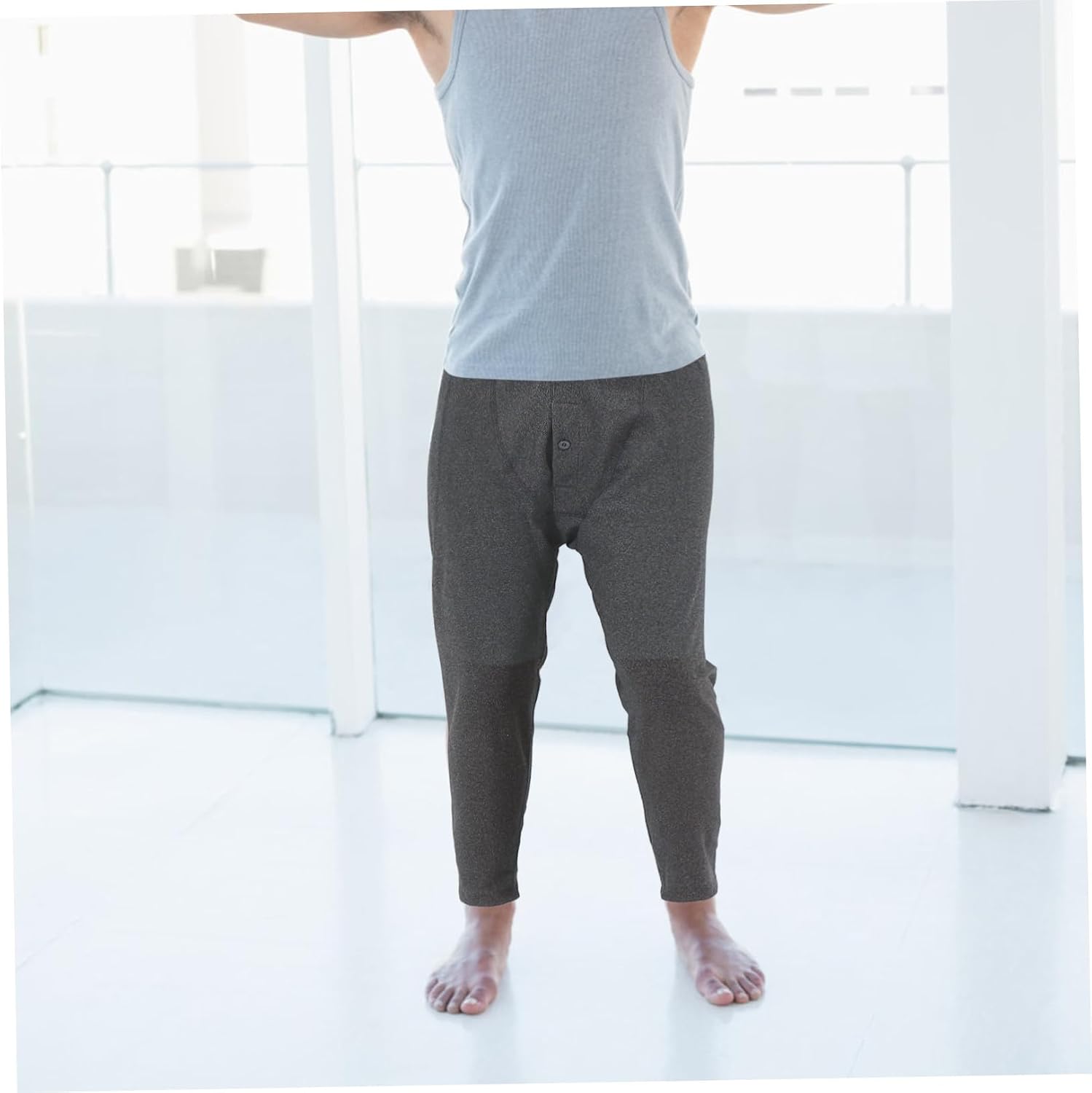 Lurrose Men's Thermal Leggings Autumn Winter Warm Underwear Traceless Long Pant Black XL, Creative Heat Keeping Base Layer for Cold Weather