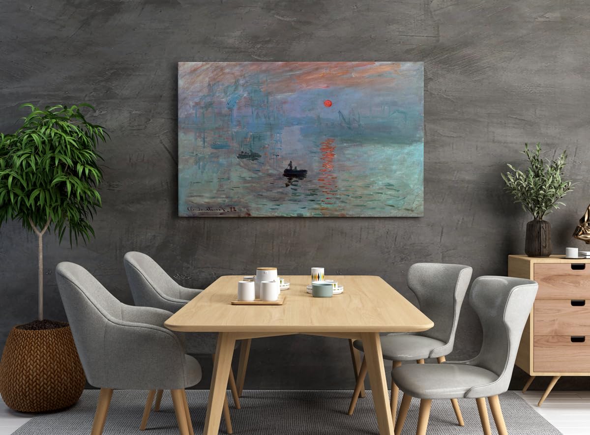 Impresion, Sol Naciente | Claude Monet | Impresionismo | Cuadro Canvas Wall Art | Impresion Giclee lienzo algodon puro | Bastidor 3cm | 55x75cm