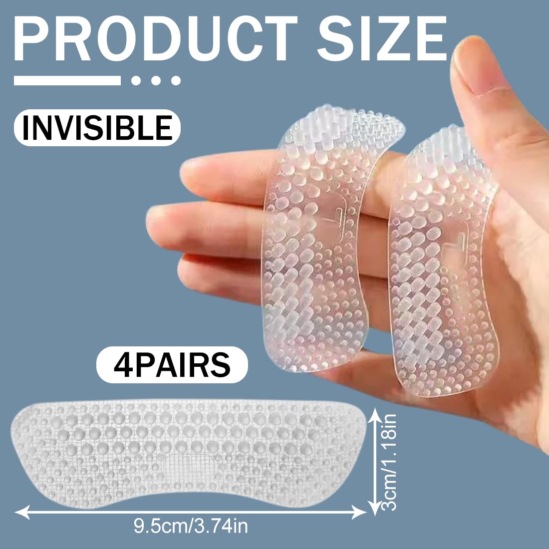 4 Pares Taloneras para zapatos Antirozaduras Silicona, Almohadillas para el Talón, Evitan las Ampollas por Frotamiento