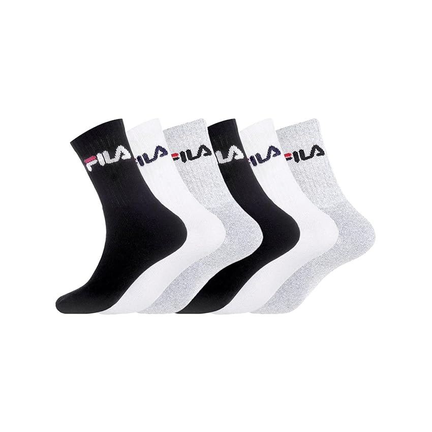 Immagine del prodotto FILA Calzini Uomo Sportivo Resistente, Set di 6 Calze Uomo Lunghe, Allenamento e Flessibili, Bianchi, Nero, Grigio, Taglie 43/46