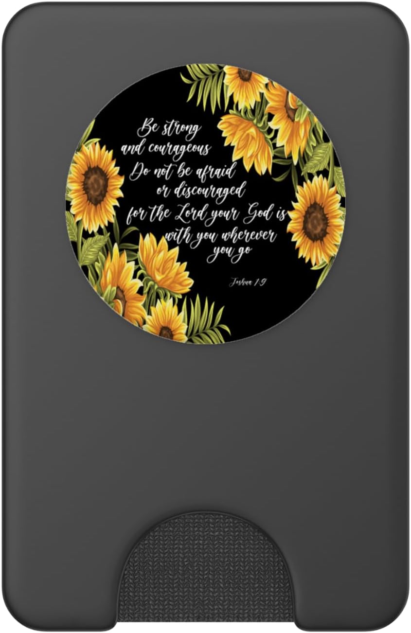 Joshua 1 9 Christian Bible Verse Sunflower Scripture Quote PopSockets PopWallet for MagSafe