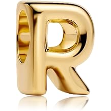 Gold Letter Charms A-Z for Bracelets 925 Sterling Silver Alphabet Initial Charms Beads Jewelry Gifts for Women