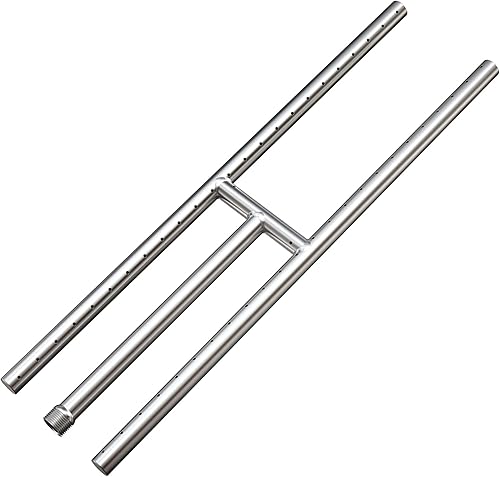 Onlyfire - Chimenea de acero inoxidable para fogata de gas natural y propano y chimenea, 24 x 6 pulgadas, quemador H rectangular para interiores y