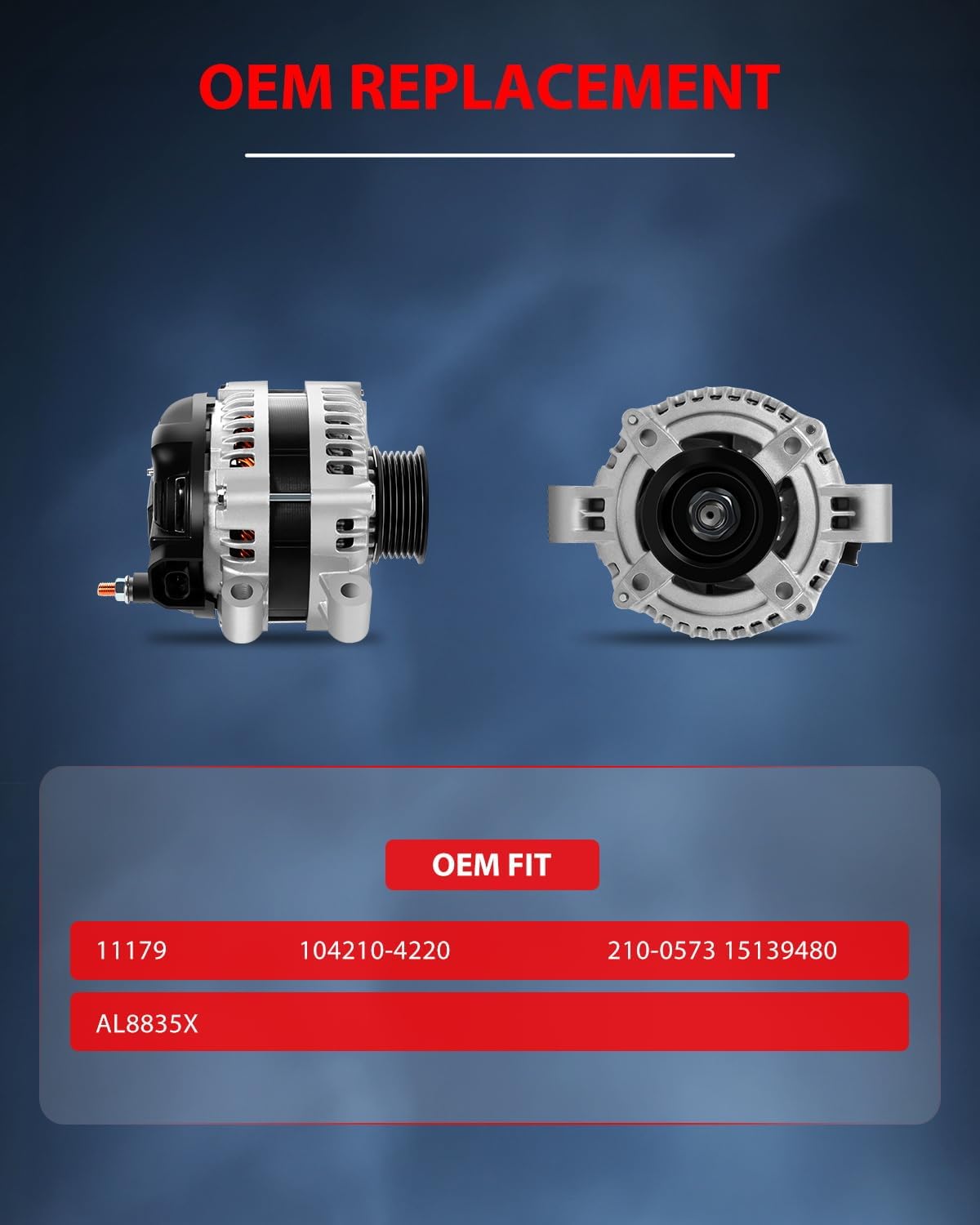 cciyu New Alternator 11179 Fit for 2006-2009 For Chevrolet for Impala,2006-2007 For Chevrolet for Monte Carlo,2005 2007-2008 For Pontiac for Grand Prix