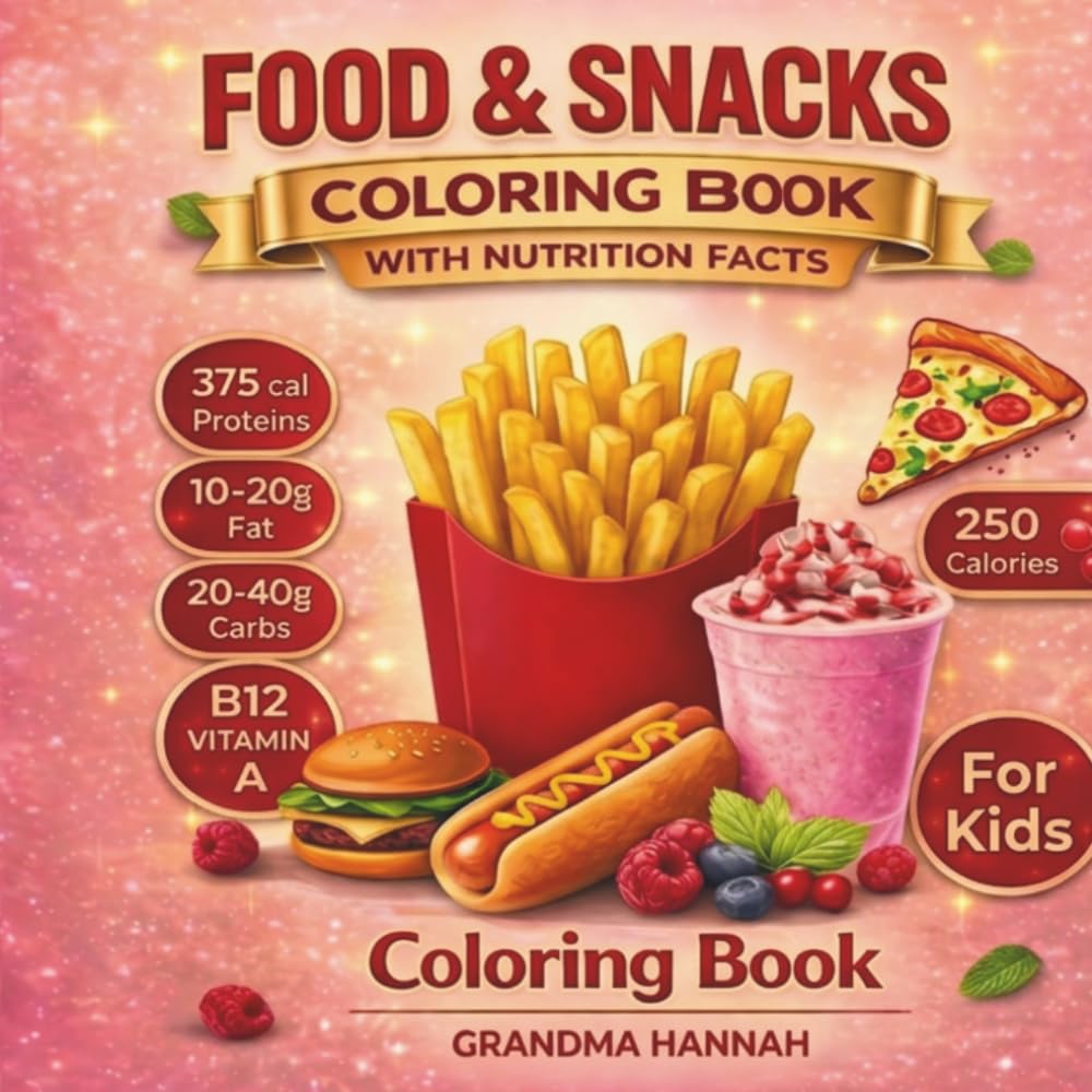 Food and Snacks Coloring Book for Kids: A Fun Nutrition Facts Coloring Book About Healthy Eating for Ages 4-8