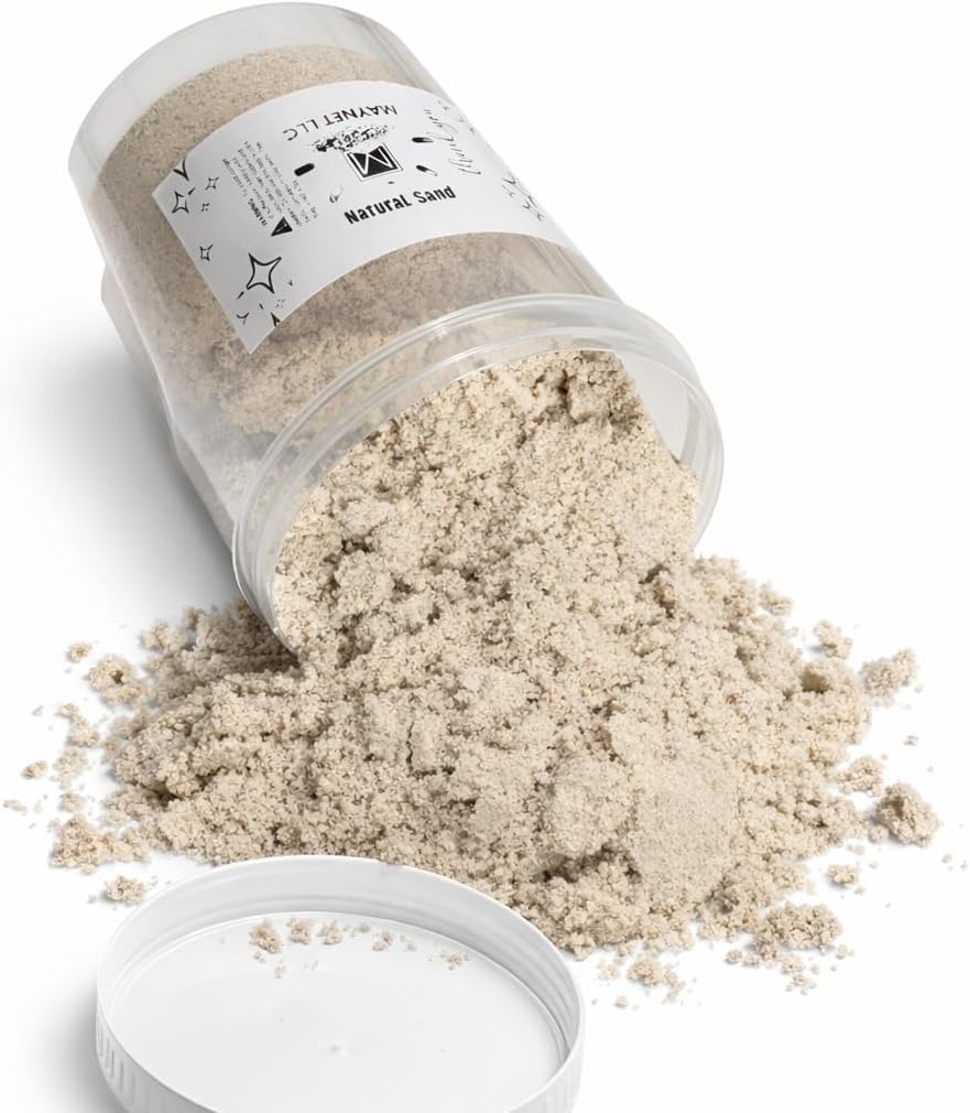5 Pounds Natural Decorative Real Sand for use in Crafts, Decor, Vase Filler and More | Natural and Non-Toxic, Fun Wet and Dry Indoor and Outdoor, Sandbox, Therapy, and Table Use. W/Container.