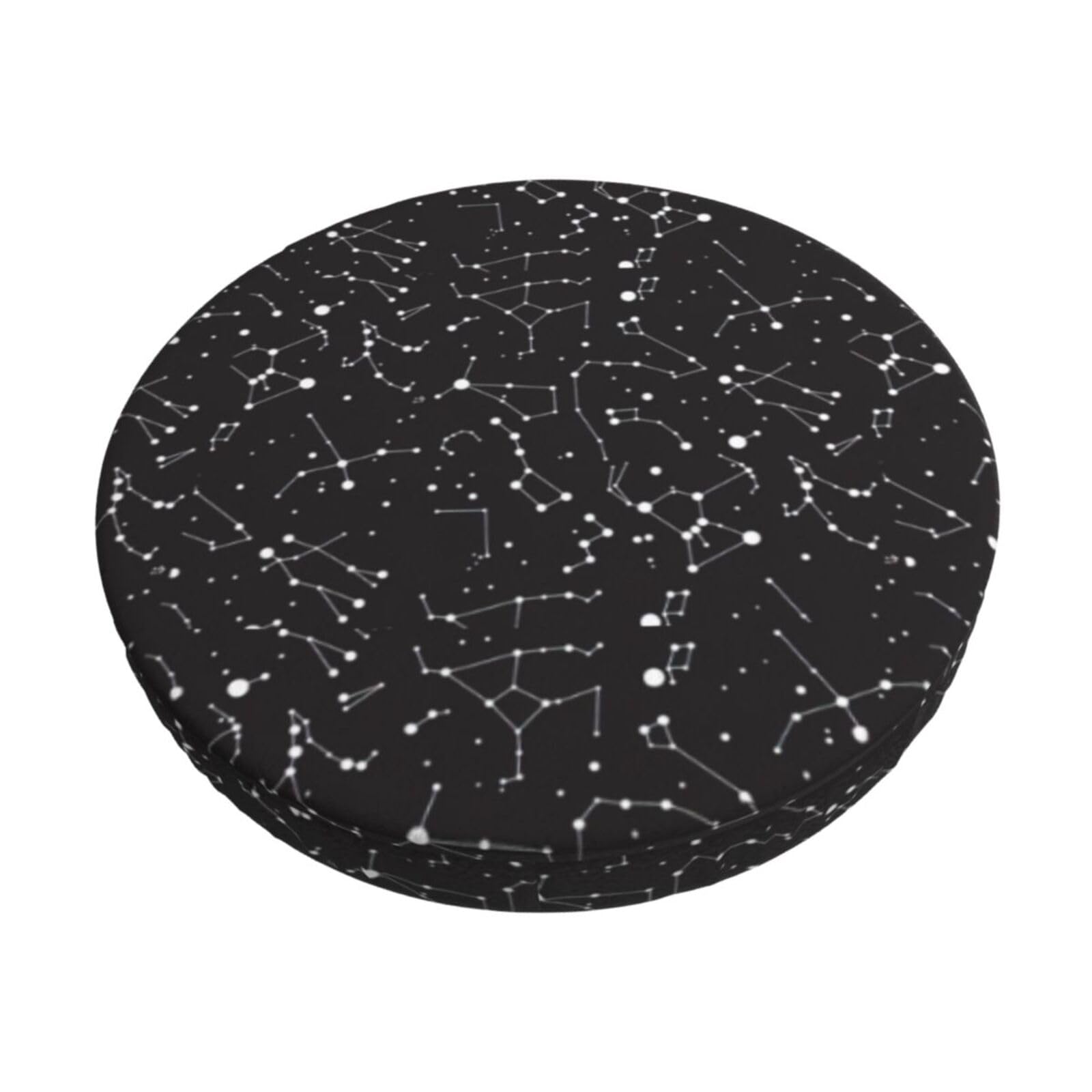 ACVnbm Starry Divination Constellation Print Round Bar Chair Cushion Cover, Elastic Chair Protector For Kitchen Bar Dining