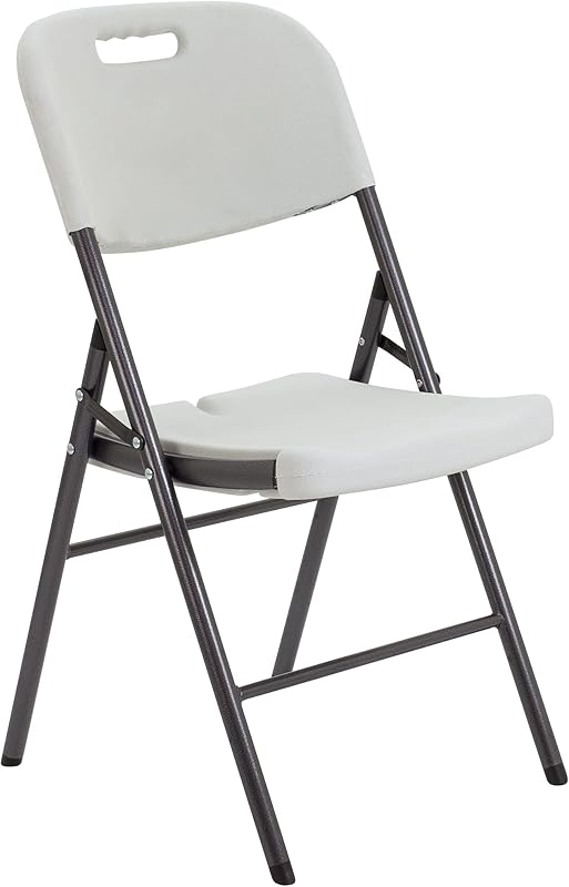 ECVV Heavy-Duty Folding Chair - Stackable Indoor/Outdoor Plastic Chair with Steel Frame, Non-Slip Surface, 200kg Weight Capacity - Perfect for Events, Parties, Dining, Camping & Wedding(gray)
