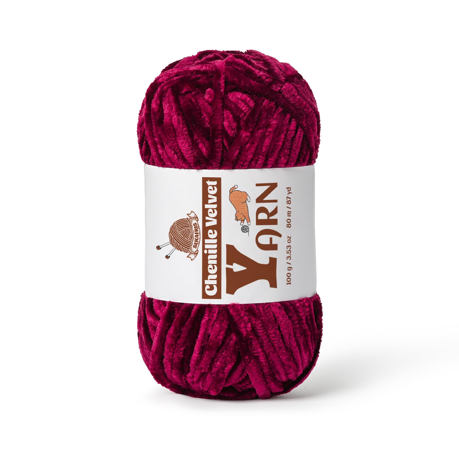 Chenille Crochet Burgundy Yarn 1 Pack