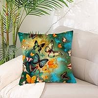 Vista 4 de IBILIU Fundas de almohada de mariposa, funda de almohada para decoración del hogar, 18 x 18 pulgadas