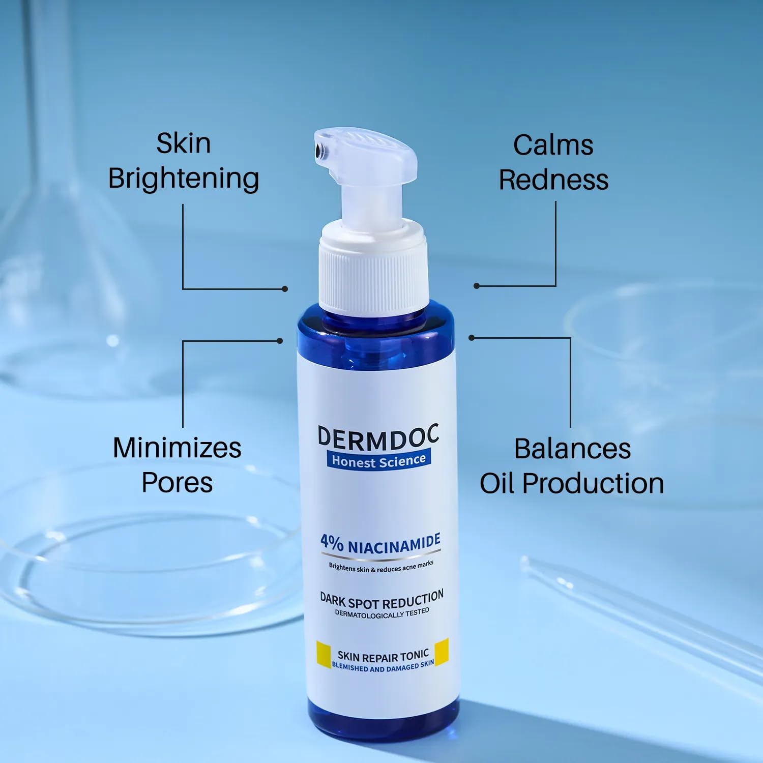 DermDoc 4% Niacinamide Dark Spot Reduction Skin Repair Tonic, 100ml, Alcohol-Free, For Acne-Prone Skin 1
