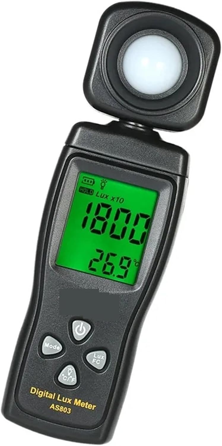 Light Meters, AS803 Mini Digital Lux Meter LCD Display Handheld Illuminometer Luminometer Photometer Luxmeter Light Meter 0-200000 Lux