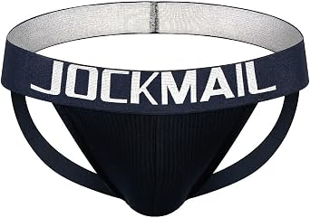 JOCKMAIL Mens Jockstrap Underwear Breathable Cotton Thong Ribbed Pouch Sexy Jock Strap for Athletic Support