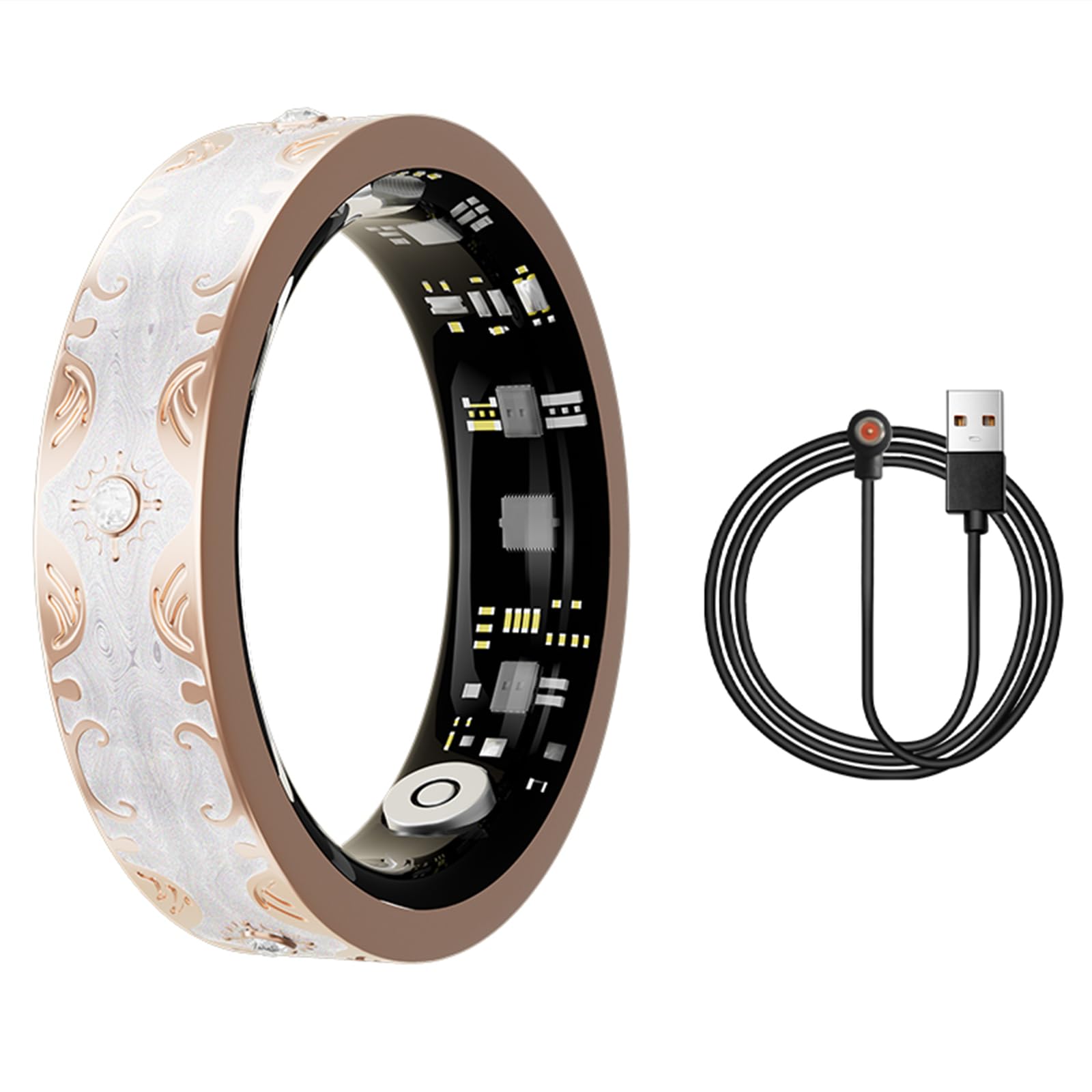Yihou Smart Ring for Women Health Ring Fitness Tracker with Sleep Monitor Heart Rate Monitor Distance Pedometer Calorie for Android iOS White 8-picture-27
