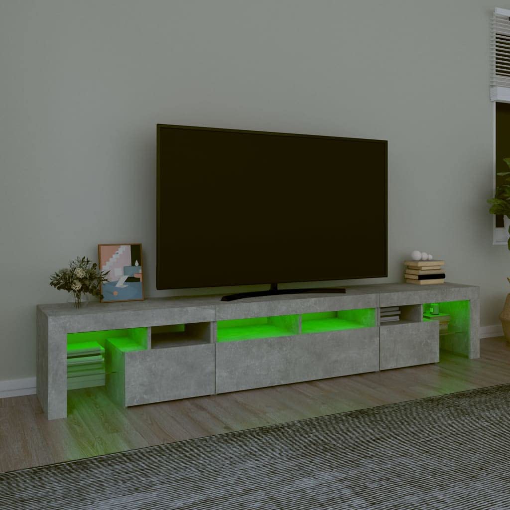 Mueble de TV con Luces LED Gris hormigón 230x36,5x40 cm