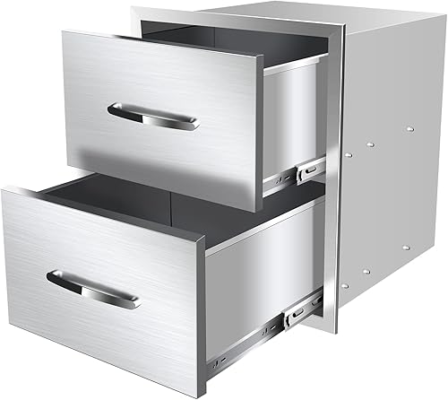 Miniatura 21 de Cajones de acceso triples de acero inoxidable de 18 pulgadas de ancho x 21 pulgadas de alto x 23 pulgadas de profundidad, barbacoa de montaje