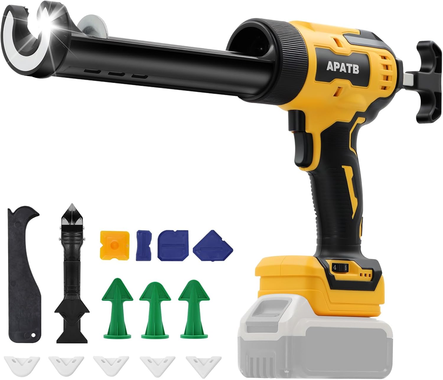 Cordless Caulking Gun Compatible With DeWalt 20V Max Battery, No-Drip Caulking Gun with LED Light, Electric Caulking Gun, Filling and Sealing Tool for Windows, Doors, Floors and Walls (NO Battery)