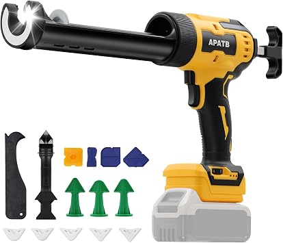 Cordless Caulking Gun Compatible With DeWalt 20V Max Battery, No-Drip Caulking Gun with LED Light, Electric Caulking Gun, Filling and Sealing Tool for Windows, Doors, Floors and Walls NO Battery