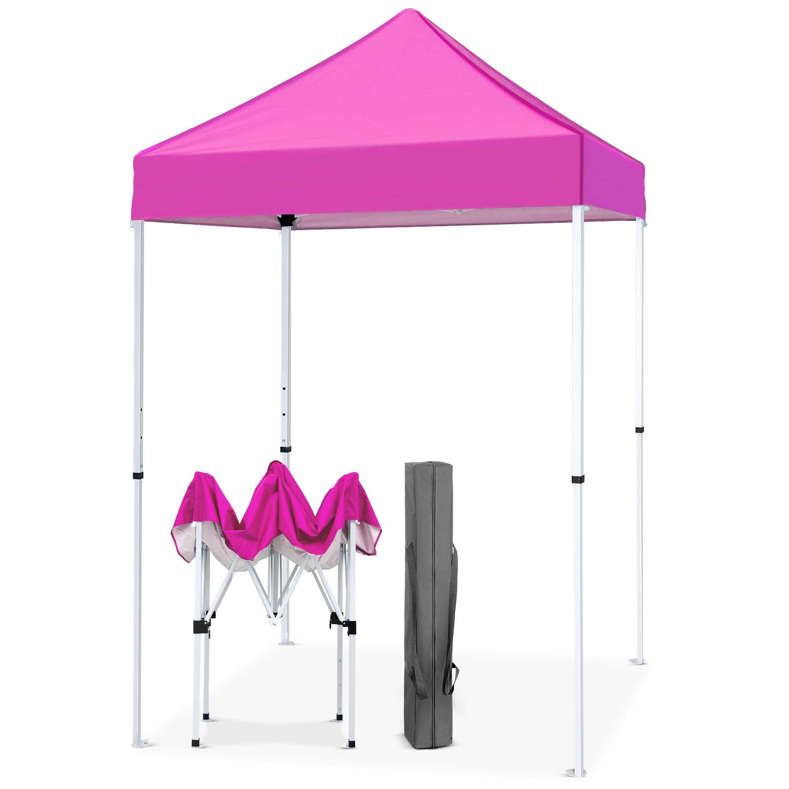 EAGLE PEAK 5x5 Pop Up Canopy Tent Instant Outdoor Canopy Easy Set-up Straight Leg Folding Shelter, Pink