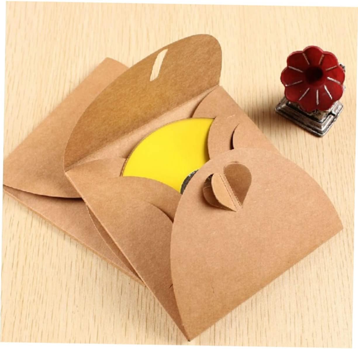 Cabilock 50Pcs Kraft Paper Cd Sleeves Vintage Style Media Storage Holder for DVDs Kraft Board for Events Gifts