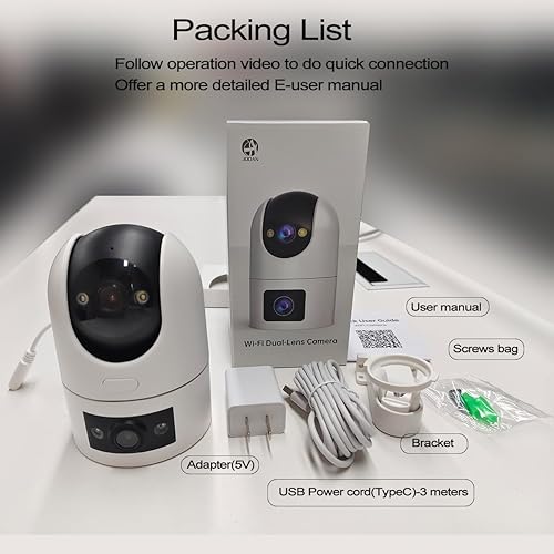 Miniatura 9 de JOOAN Cámara de seguridad de doble lente 2Kx2 5G 2.4G WiFi dual 360 vista, IP66 impermeable color noche 247 grabación, seguimiento automático para