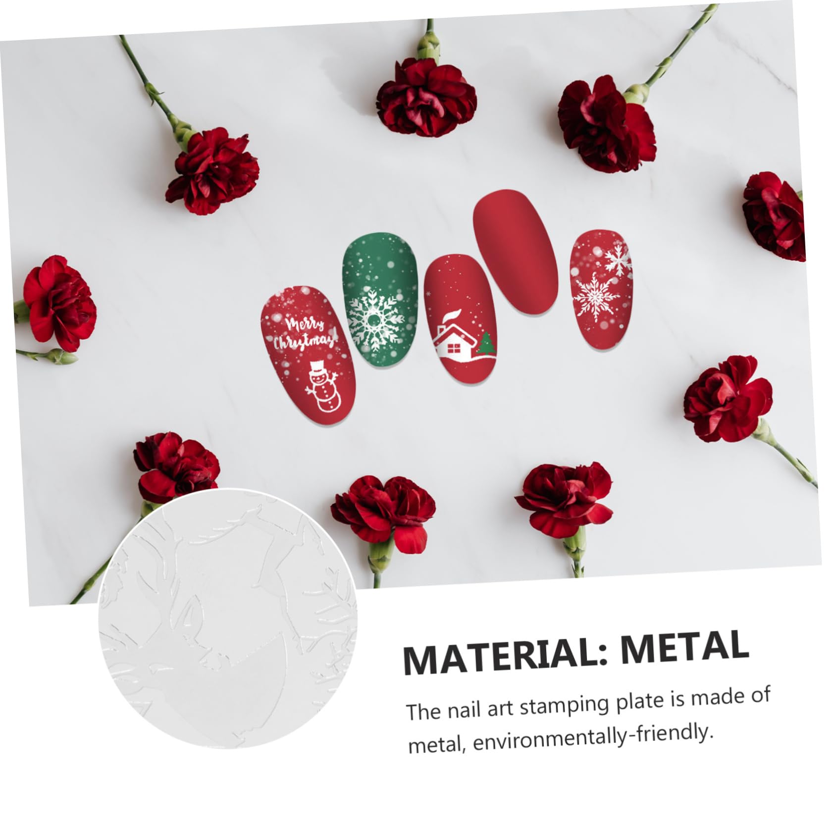 Ipetboom 5 Pezzi Piastre per Stamping Unghie Natalizie in Metallo, Stencil Quadrati per Nail Art, per Principianti e Professionisti, Decorazioni Unghie Feste Natalizie