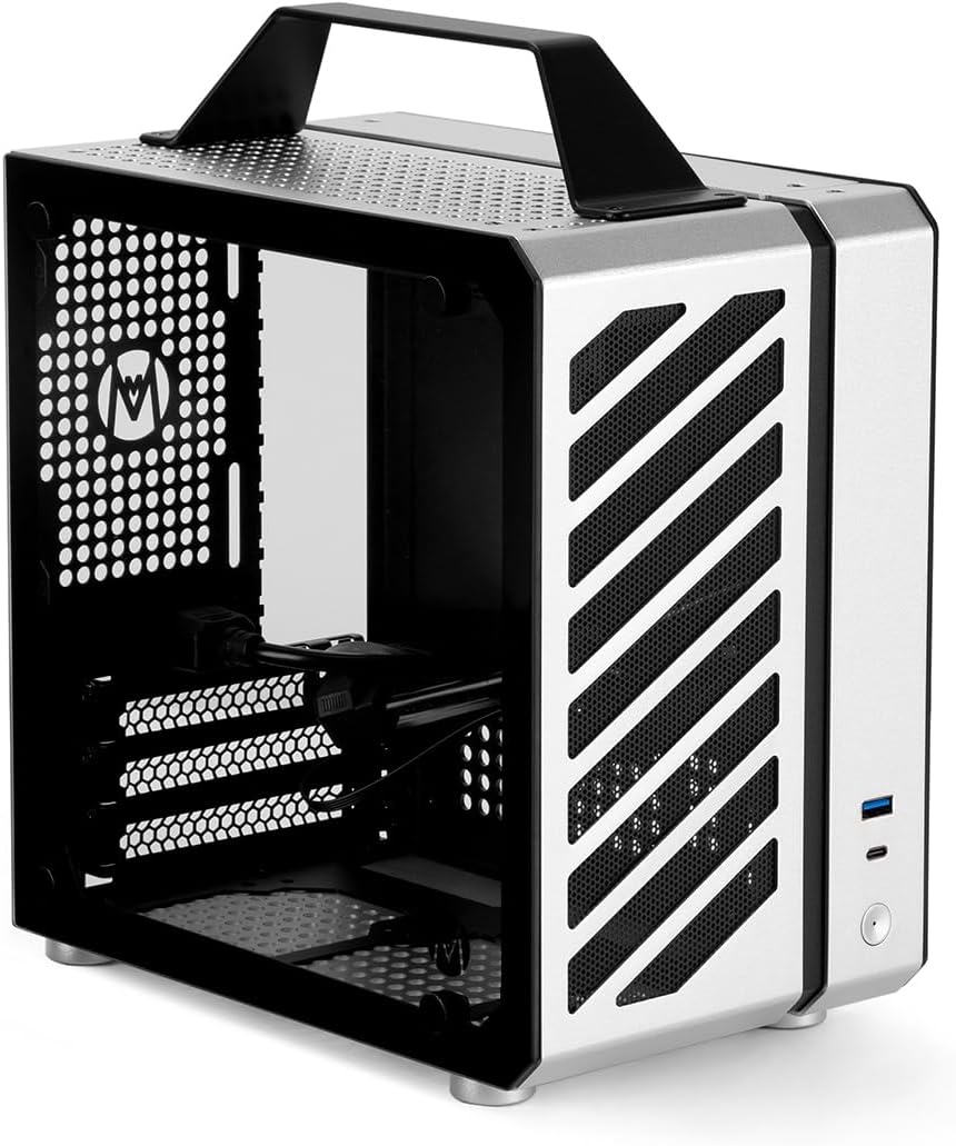 Mechanic Master Cool Cube Series C24 Mini-ITX Case/Alumium/Steel/GPU Length Within 245mm, SFX/L PSU Computer Case (Moonlight Silver Air Version)