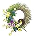 LED Lighted Yellow Floral Bird 20" Pre-Lit Door Wreath, Green