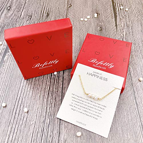 Befettly Womens 3 Mini Pearls Choker Necklace Handmade 14K Gold Fill Cute Elegant Simple Women Dainty Necklace Ck2-3Pearls #TOP6