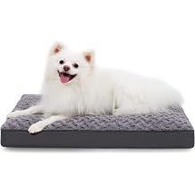 KSIIA Washable Dog Bed for Crate Waterproof for Small Dogs,23x17 Inch,Gray | 3in egg crate foam,orthopedic support,Soft rose velvet,3ply waterproof fabric,removable cover,anti-slip base,washable