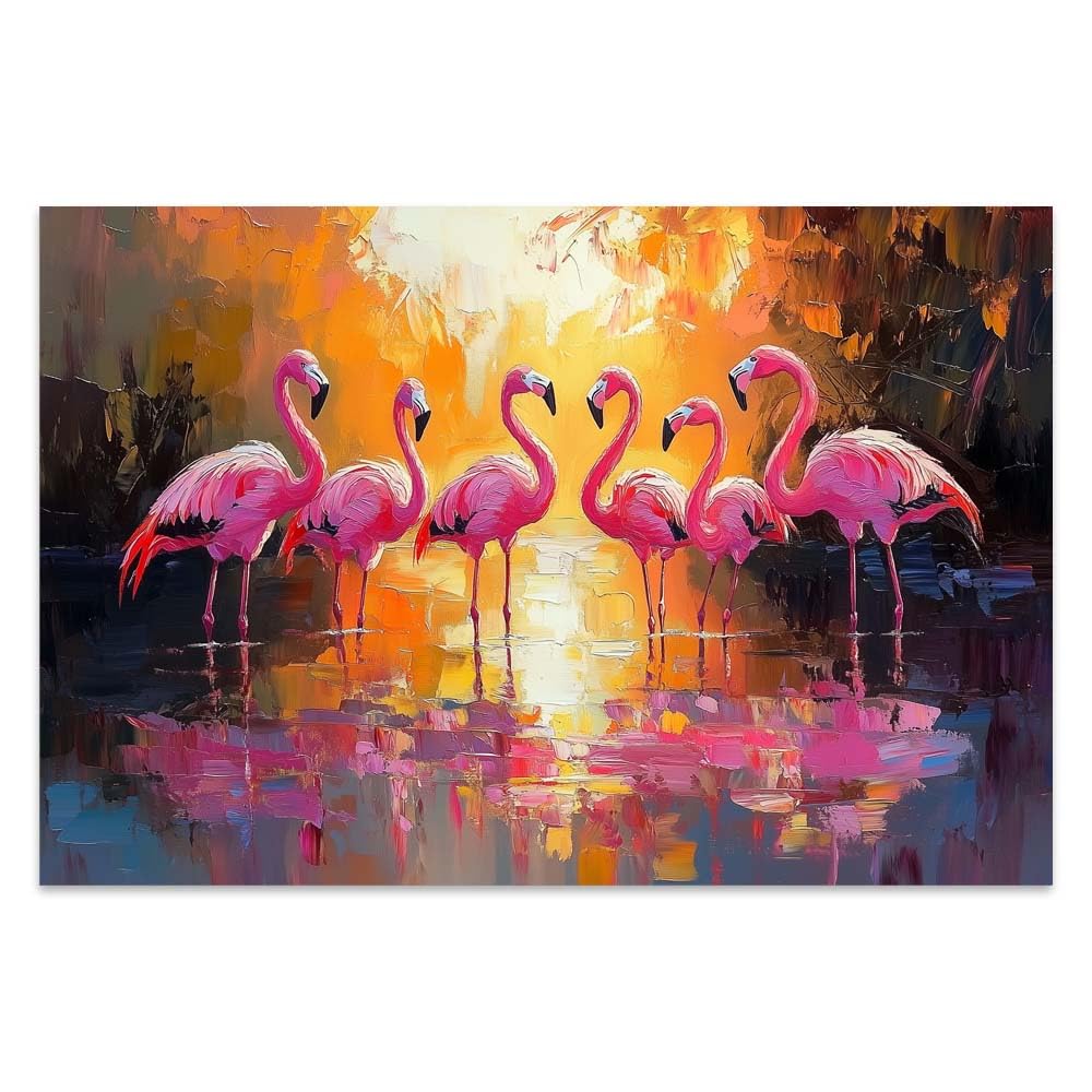 Yesad Flamingo Wall Art, Flamingo Canvas Wall Art Prints Tropical Pictures Poster Wall Décor for Living Room Bedroom Office Animal Lover Gift Home