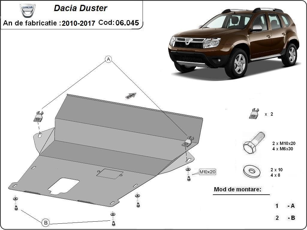 Protezione sottoscocca motore in acciaio compatibile con Dacia Duster - 2,5 mm (2010-2017)