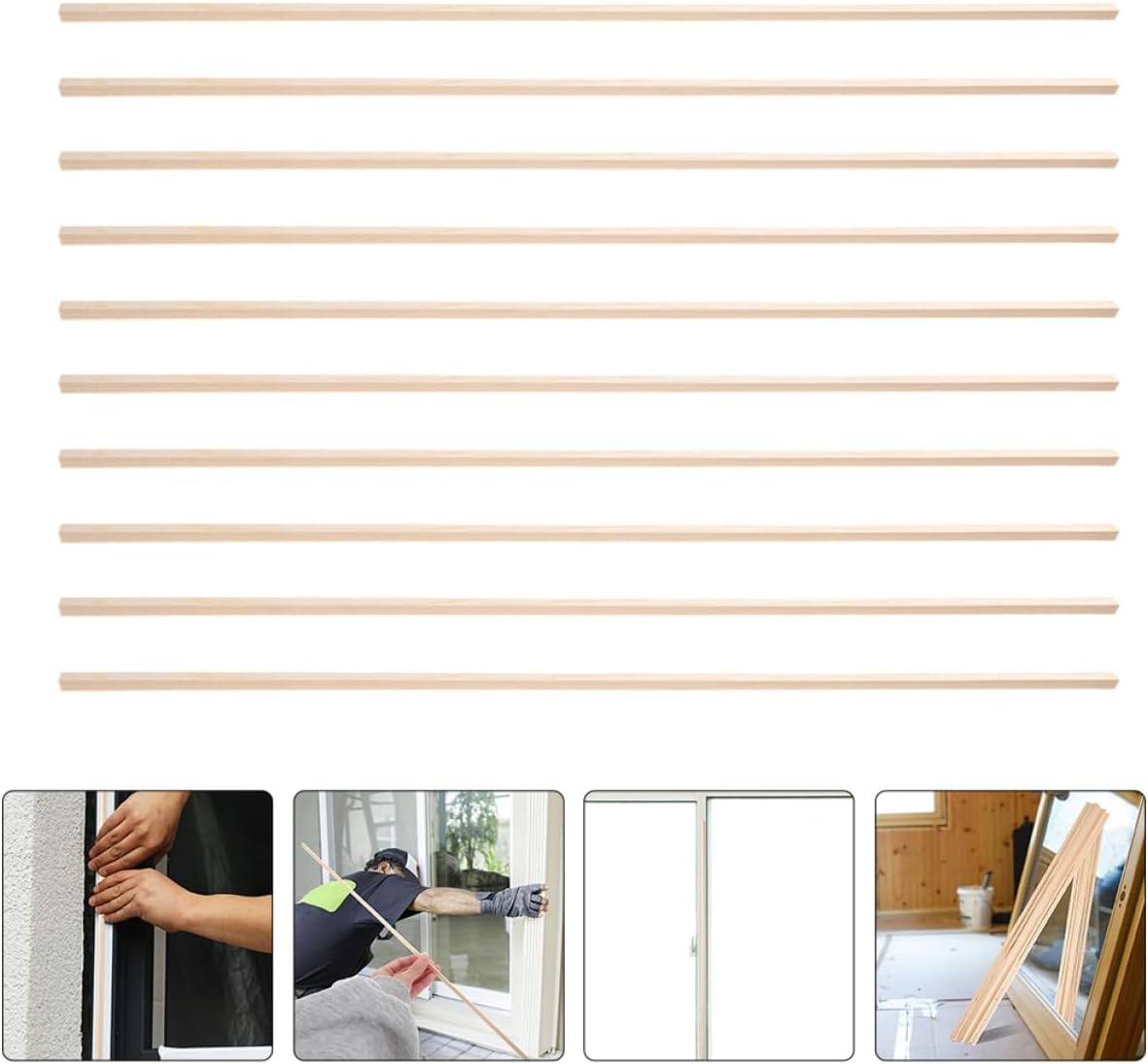 Cabilock 12pcs Wooden Window Trim Molding Triangle Strips DIY Window Decor Sturdy and Minimalist Decorative Trim