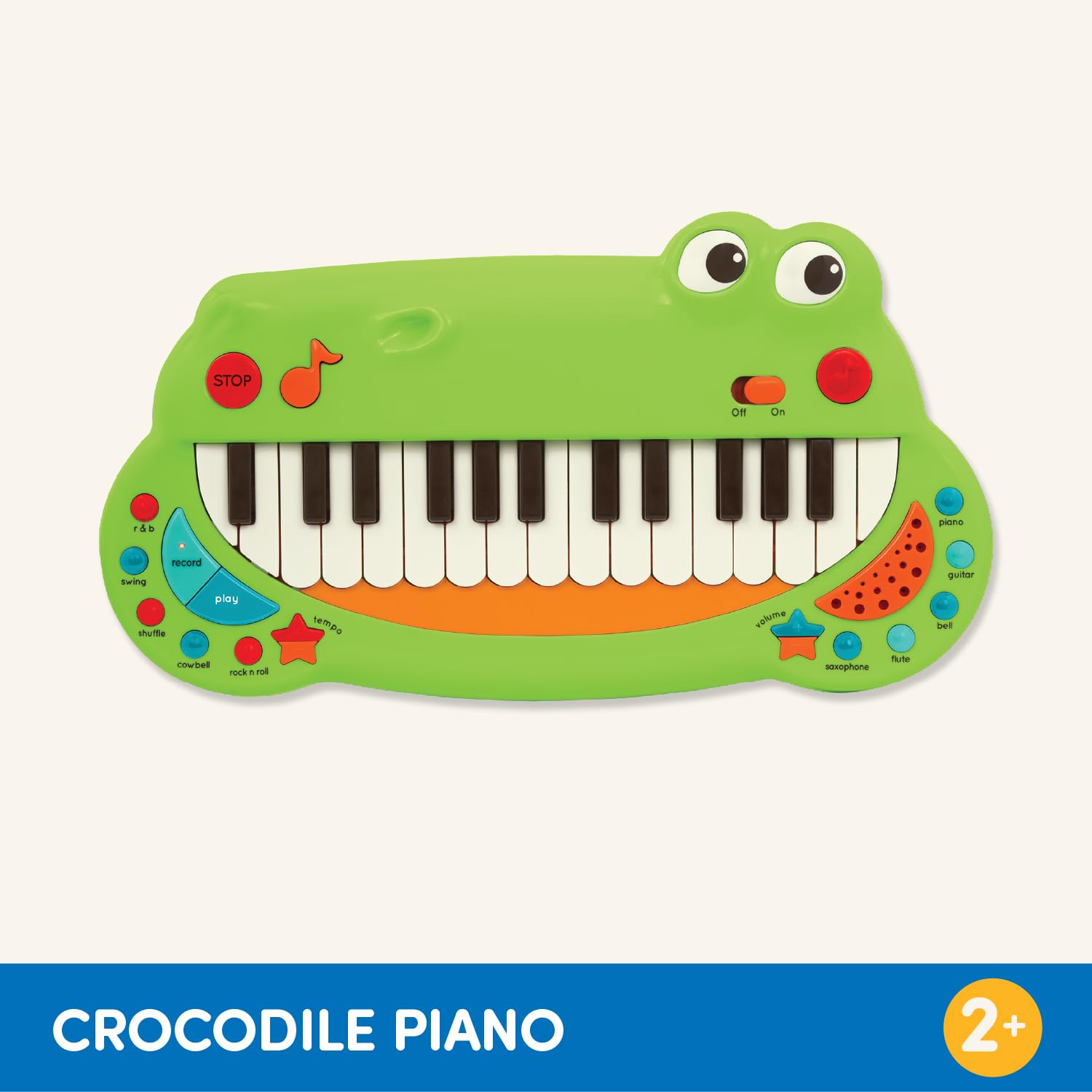 Battat - Krokodil-Klavier - Klavierspielzeug für Kleinkinder - Musikinstrument für Kinder, Kinder - Animal Keyboard Piano mit 5 Instrumenteneinstellungen - Krokodil-Klavier - 2 Jahre +