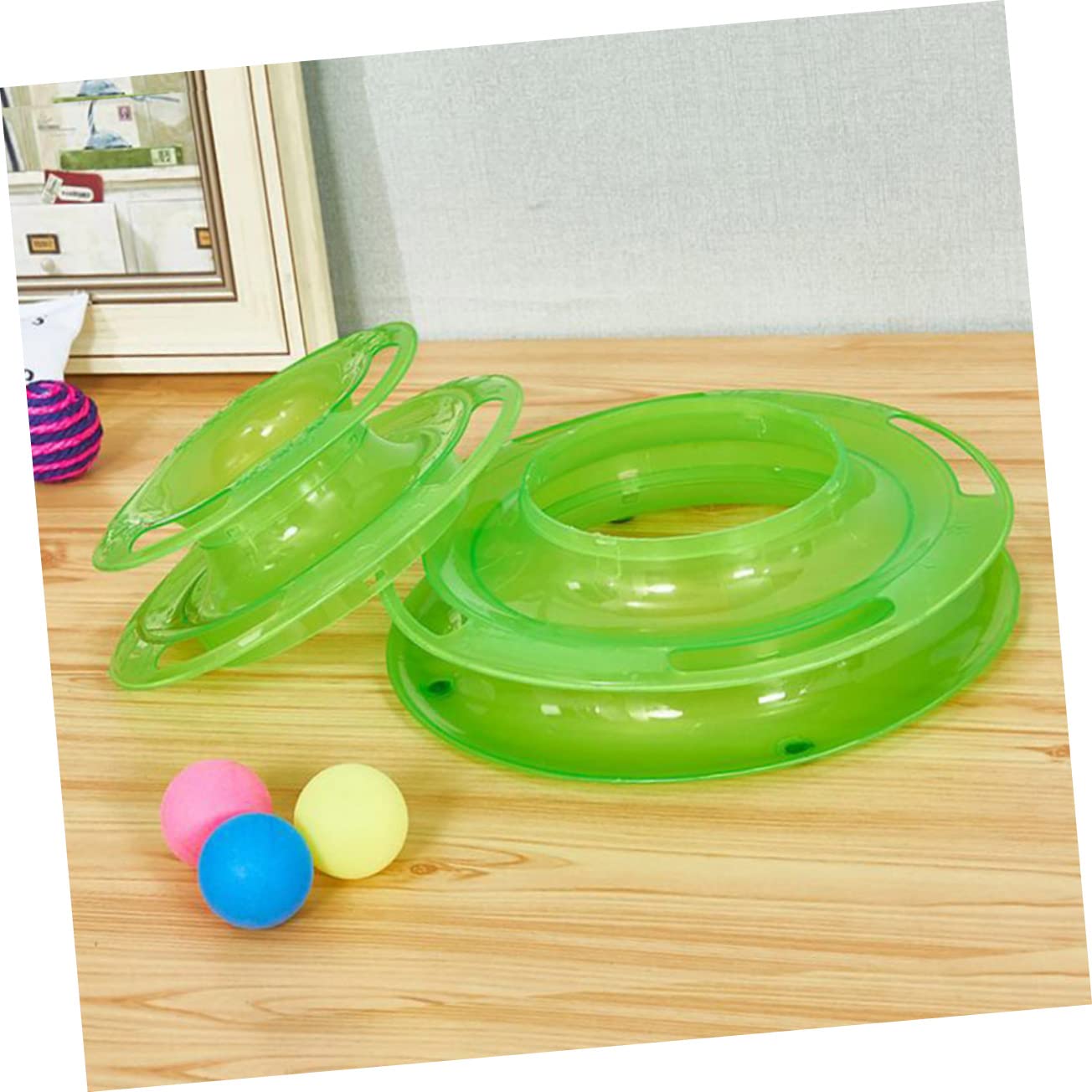SUPVOX Jouet pour Chat Interactif À Trois Niveaux 25X25X13 Cm Plaque Ronde avec Piste De Roulette Stimule Agilité Et Exercice pour Chats Intérieurs