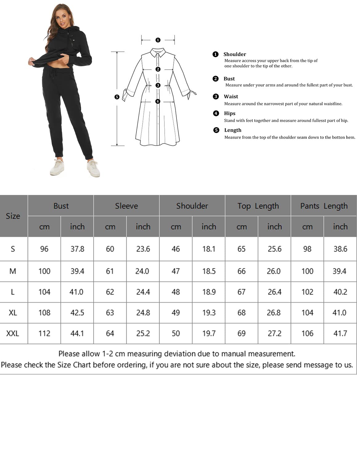 Damski dres treningowy, dwuczęściowy, z długim rękawem, z kapturem, na jesień, zimę, do jogi, fitnessu, uprawiania sportu, na czas wolny, czarny, S