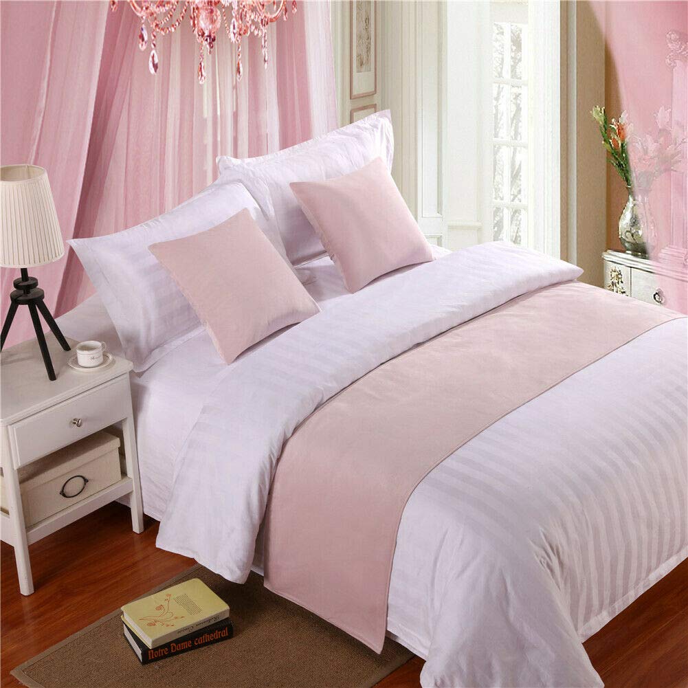 Luxury Velvet Solid Bed Runner Scarf Protector Slipcover Bed Decorative Scarf for Bedroom Hotel Wedding Room (Pink,50x260cm for 2.0m Bed)
