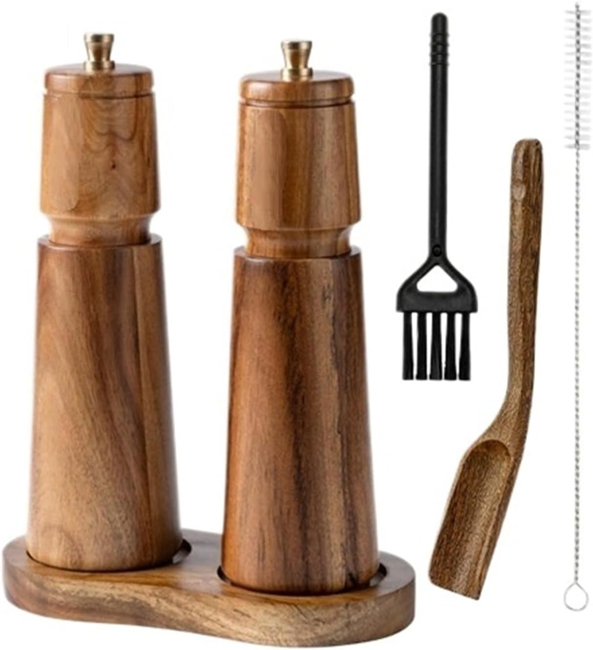 Wood Pepper Spice Mill Grinder 8-inch Set Handheld Seasoning Adjustable Mills Ceramic Core Grinding Tools Sets(1Sets)