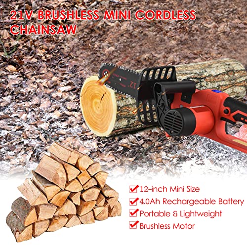 VOOCHIE Mini motosserra sem escova 21V Motosserra elétrica de 12 polegadas serra de poda portátil 4.