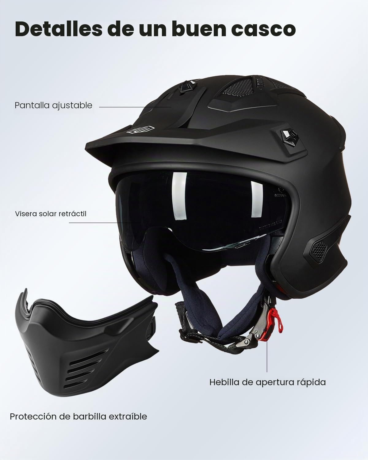 ILM Casco Moto Motocross-Casco Moto Jet Vintage Retro Patinete Homologado ECE Modelo 726X